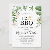 Tropical Greenery & Gold "I Do GRILLEN" Verlobung Einladung (Vorderseite)