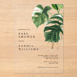 Tropical Greenery Leaves Modern Baby Shower Acryleinladungen