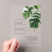 Tropical Greenery Leaves Modern Minimal Wedding Acryleinladungen (Insitu (Handheld))