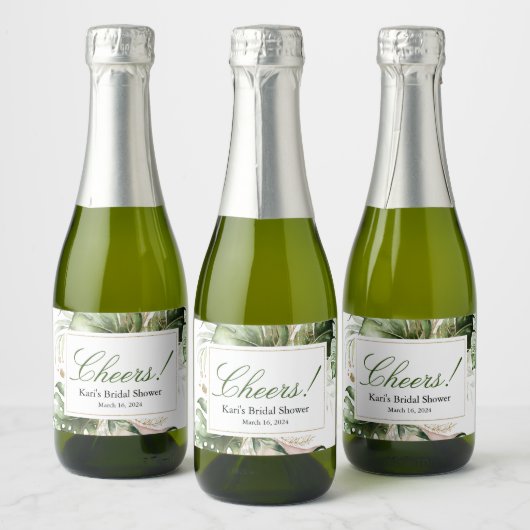 Tropical Greenery Mini Champagne Flasche Etikett (Flaschen)