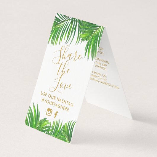 Tropical Greenery Palm Blätter Hashtag Mini Signs (Vorderseite)