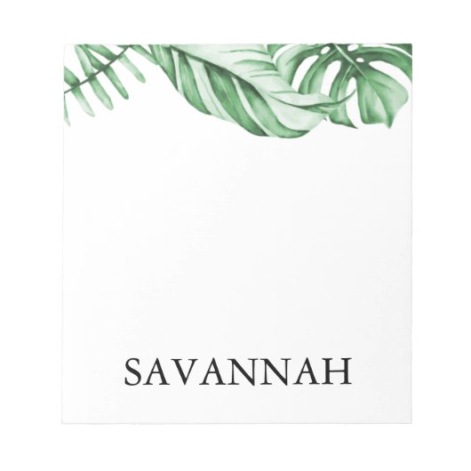Tropical Greenery Palm Personal Note Pad Notizblock (Vorderseite)