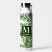 Tropical Greenery Palm Tree Mit Monogramm Trinkflasche (Vorne)