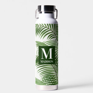 Tropical Greenery Palm Tree Mit Monogramm Trinkflasche