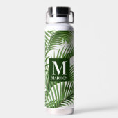 Tropical Greenery Palm Tree Mit Monogramm Trinkflasche (Rückseite)