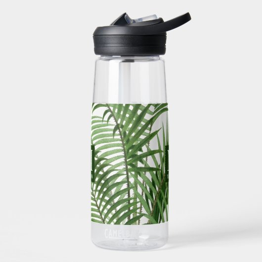 Tropical Greenery Palm Tree Mit Monogramm Trinkflasche (Links)