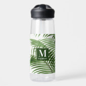 Tropical Greenery Palm Tree Mit Monogramm Trinkflasche (Vorne)