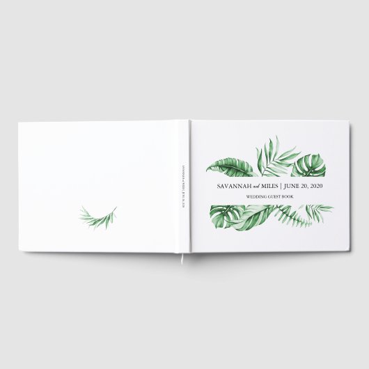 Tropical Greenery Palm Wedding Gästebuch (Voll)
