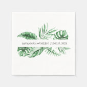 Tropical Greenery Palm Wedding Monogram Napkins Serviette (Vorderseite)