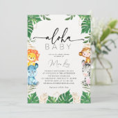 Tropical Greenery Safari Kinderdusche Einladung (Stehend Vorderseite)