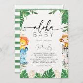 Tropical Greenery Safari Kinderdusche Einladung (Vorne/Hinten)