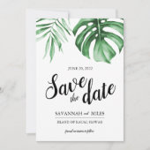 Tropical Greenery Save the Date Fotokarte Ankündigung (Vorderseite)