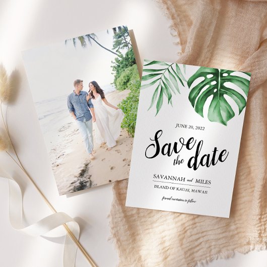 Tropical Greenery Save the Date Fotokarte Ankündigung