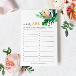 Tropical Greenery Shower Baby ABC Game Card