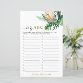 Tropical Greenery Shower Baby ABC Game Card (Stehend Vorderseite)