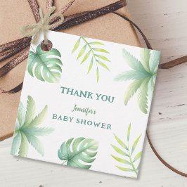 Tropical Greenery Watercolor Green Baby Dusche Geschenkanhänger