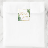 Tropical Greenery Wedding Gold Geometric Vielen Da Quadratischer Aufkleber (Tasche)