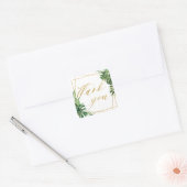 Tropical Greenery Wedding Gold Geometric Vielen Da Quadratischer Aufkleber (Umschlag)