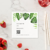 Tropical Greenery Wedding QR Code Photo Share Serviette (Beispiel)