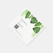 Tropical Greenery Wedding QR Code Photo Share Serviette (Ecke)