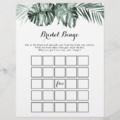 Tropical Greenery White Floral Bridal Bingo Spiel (Vorderseite)