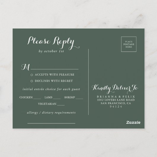 Tropical Greenery White Floral Menü UAWG Postkarte (Rückseite)