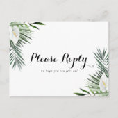 Tropical Greenery White Floral Menü UAWG Postkarte (Vorderseite)