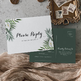 Tropical Greenery White Floral Menü UAWG Postkarte