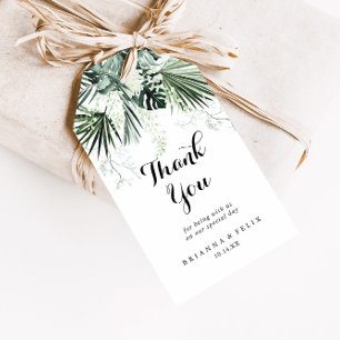 Tropical Greenery White Floral Wedding Vielen Dank Geschenkanhänger