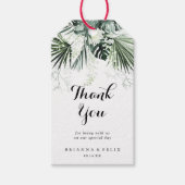 Tropical Greenery White Floral Wedding Vielen Dank Geschenkanhänger (Vorderseite)