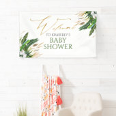 Tropical Greenery White Orchid Baby Dusche Empfang Banner (Insitu)