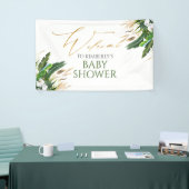 Tropical Greenery White Orchid Baby Dusche Empfang Banner (Messeveranstaltung)