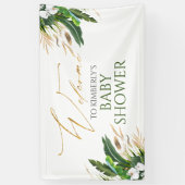 Tropical Greenery White Orchid Baby Dusche Empfang Banner (Vertikal)