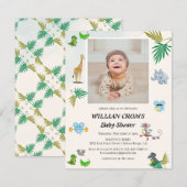 Tropical Greeny Forest Animals Baby Dusche Einladung (Vorne/Hinten)