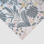 Tropical Grey Gold Foliage Floral Pattern Seidenpapier (Ausschnitt)