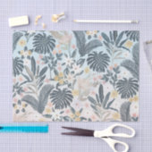 Tropical Grey Gold Foliage Floral Pattern Seidenpapier (Handwerk)