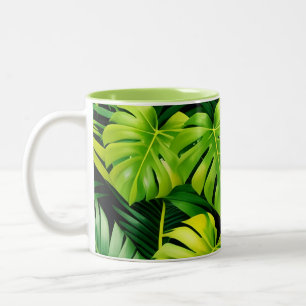 Tropical-Grüne-Blätter-Tasse Zweifarbige Tasse