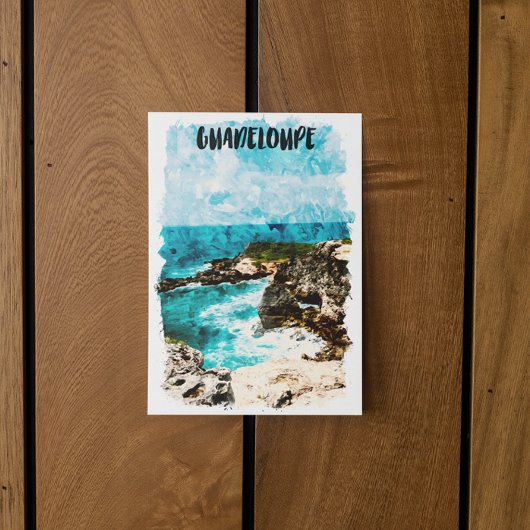 Tropical Guadeloupe Caribbean Island Wasserfarbe Postkarte