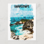 Tropical Guadeloupe Caribbean Island Wasserfarbe Postkarte (Vorderseite)