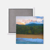 Tropical Guadeloupe Ocean Island Palm Beach Sunset Magnet (Vorderseite/Rückseite)
