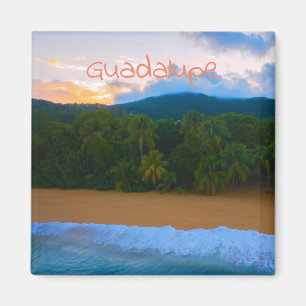 Tropical Guadeloupe Ocean Island Palm Beach Sunset Magnet