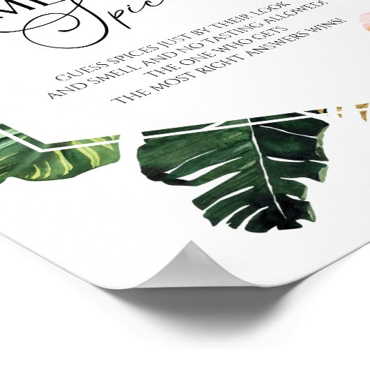 Tropical Guess The Spice Brautparty Game Sign Poster (Ecke)