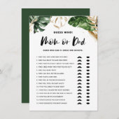 Tropical Guess Who Mama oder Vater Baby Showspiel Begleitkarte (Vorne/Hinten)