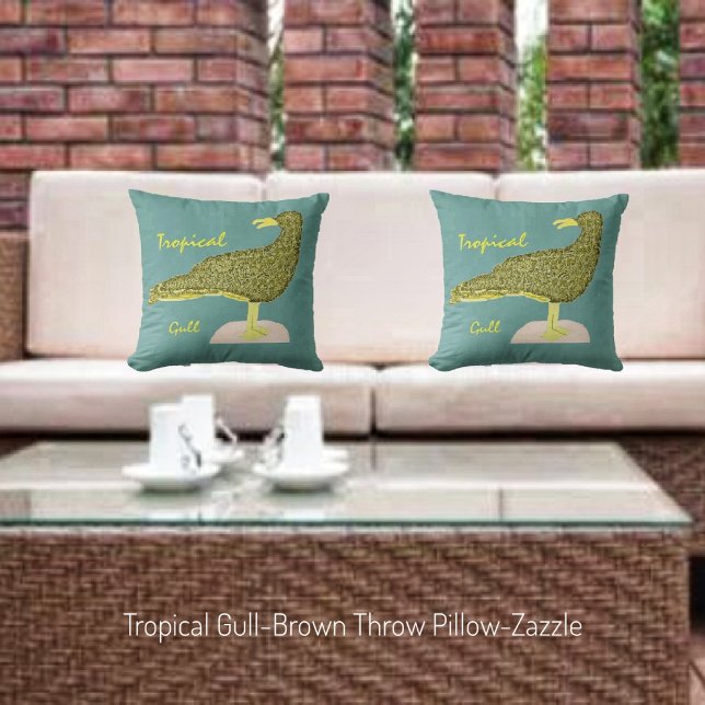Tropical Gull-Brown Kissen (Von Creator hochgeladen)