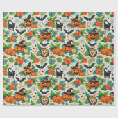 Tropical Halloween Pumpkins Geschenkpapier (Flach)