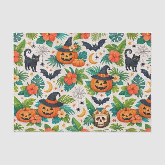 Tropical Halloween Pumpkins Seidenpapier (Vorderseite)