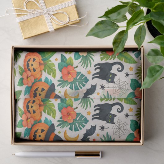 Tropical Halloween Pumpkins Seidenpapier (Geschenk)