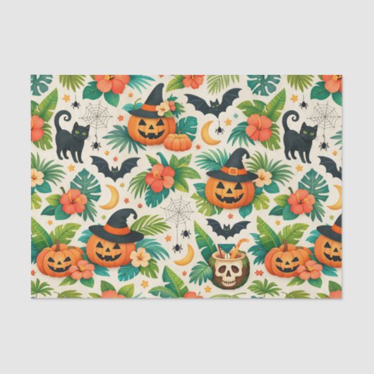 Tropical Halloween Pumpkins Seidenpapier (Vorderseite)