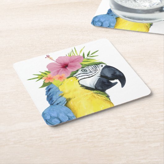 Tropical Halo - Papagei Rechteckiger Pappuntersetzer (angewinkelt)