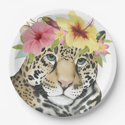 Tropical Halo | Süße Cheetah Pappteller (Vorderseite)
